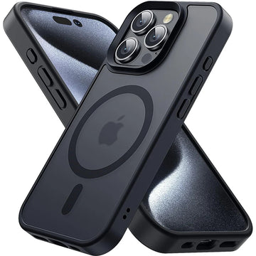 Funda compatible con iPhone negra mate con MagSafe