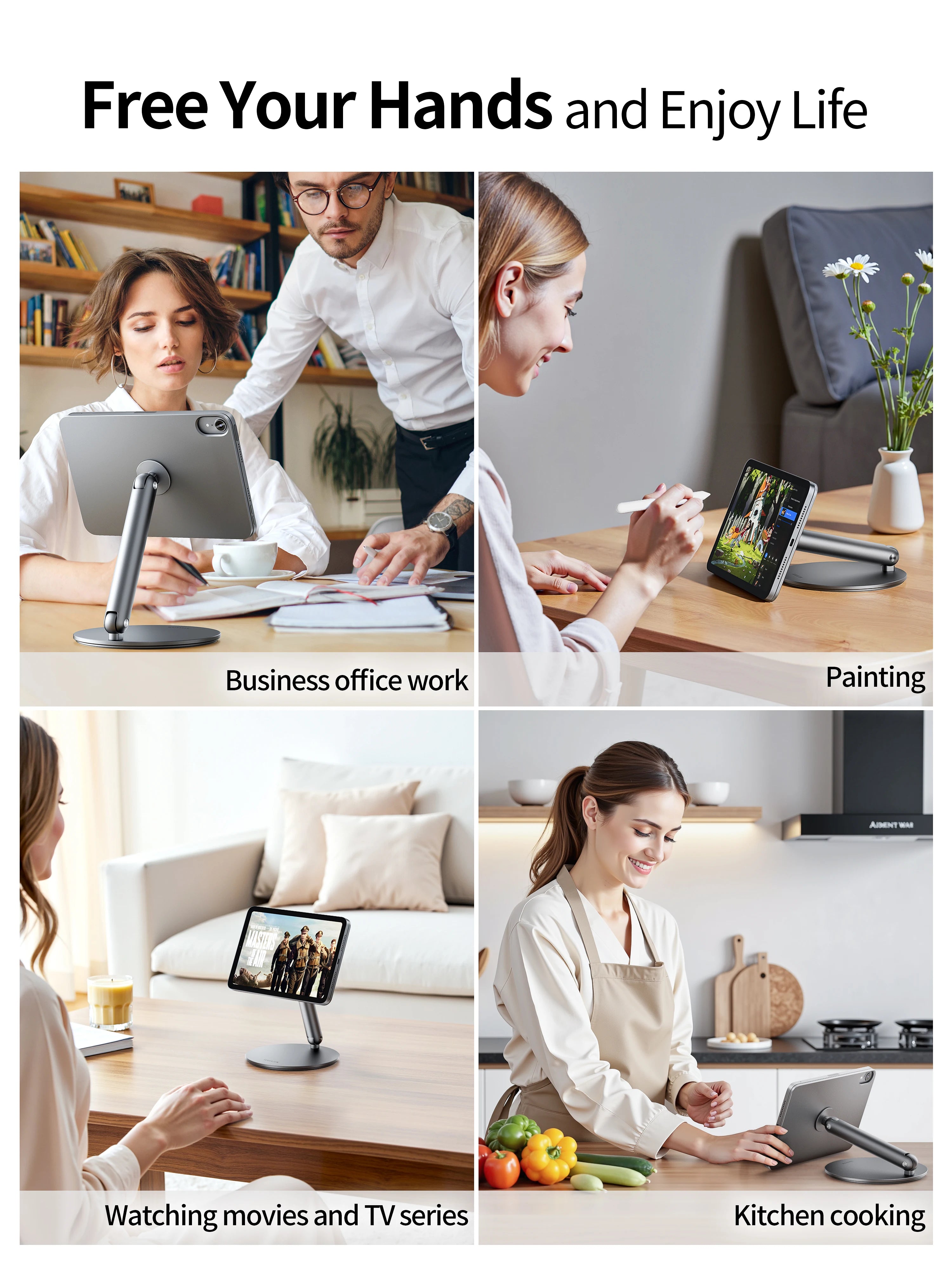 Soporte compatible con iPad magnético, plegable y giratorio