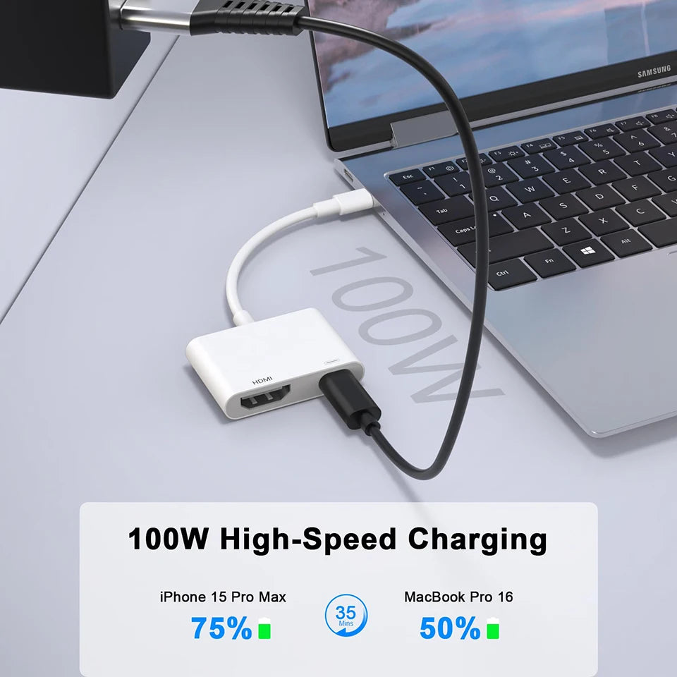 Adaptador compatible con iPhone de USB-C a HDMI