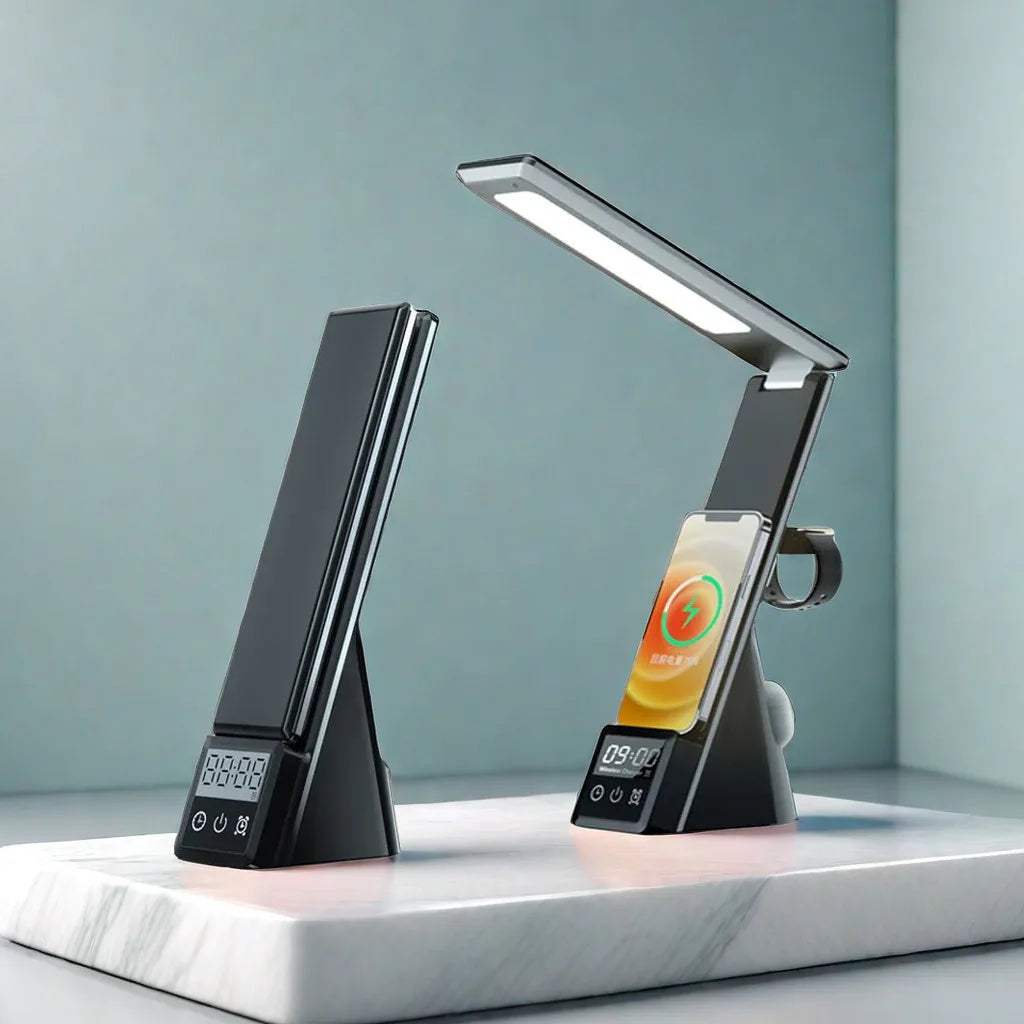Lámpara reloj con cargador inalámbrico compatible con iPhone