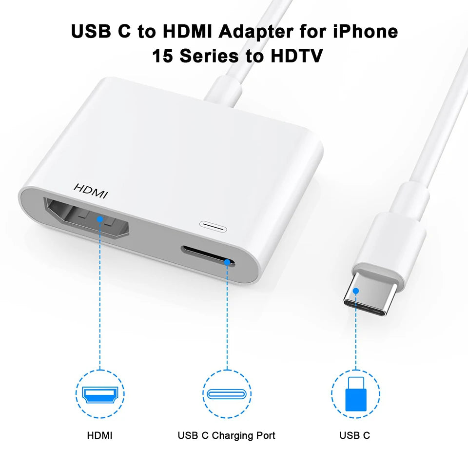 Adaptador compatible con iPhone de USB-C a HDMI