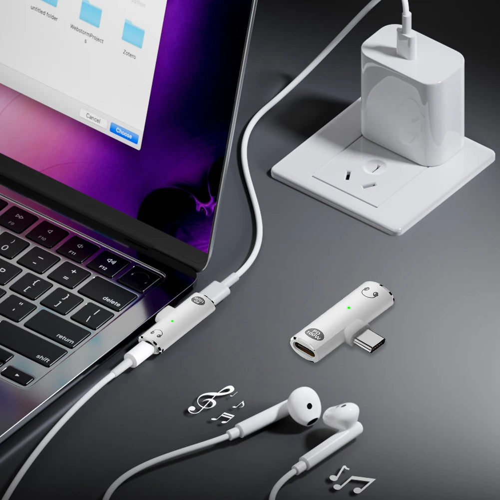 Adaptador 2 en 1 USB Tipo C a auriculares y cargador