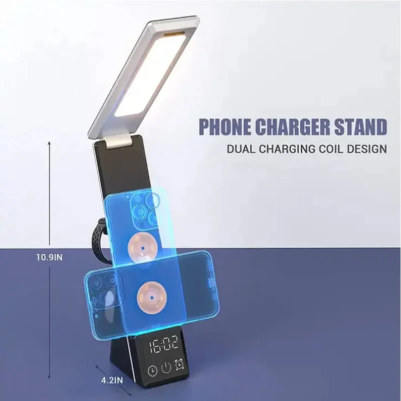 Lámpara reloj con cargador inalámbrico compatible con iPhone