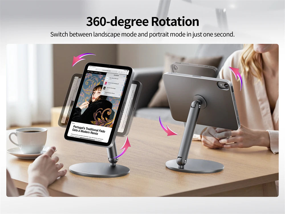 Soporte compatible con iPad magnético, plegable y giratorio