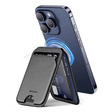 Soporte compatible con iPhone con billetera de cuero magnético